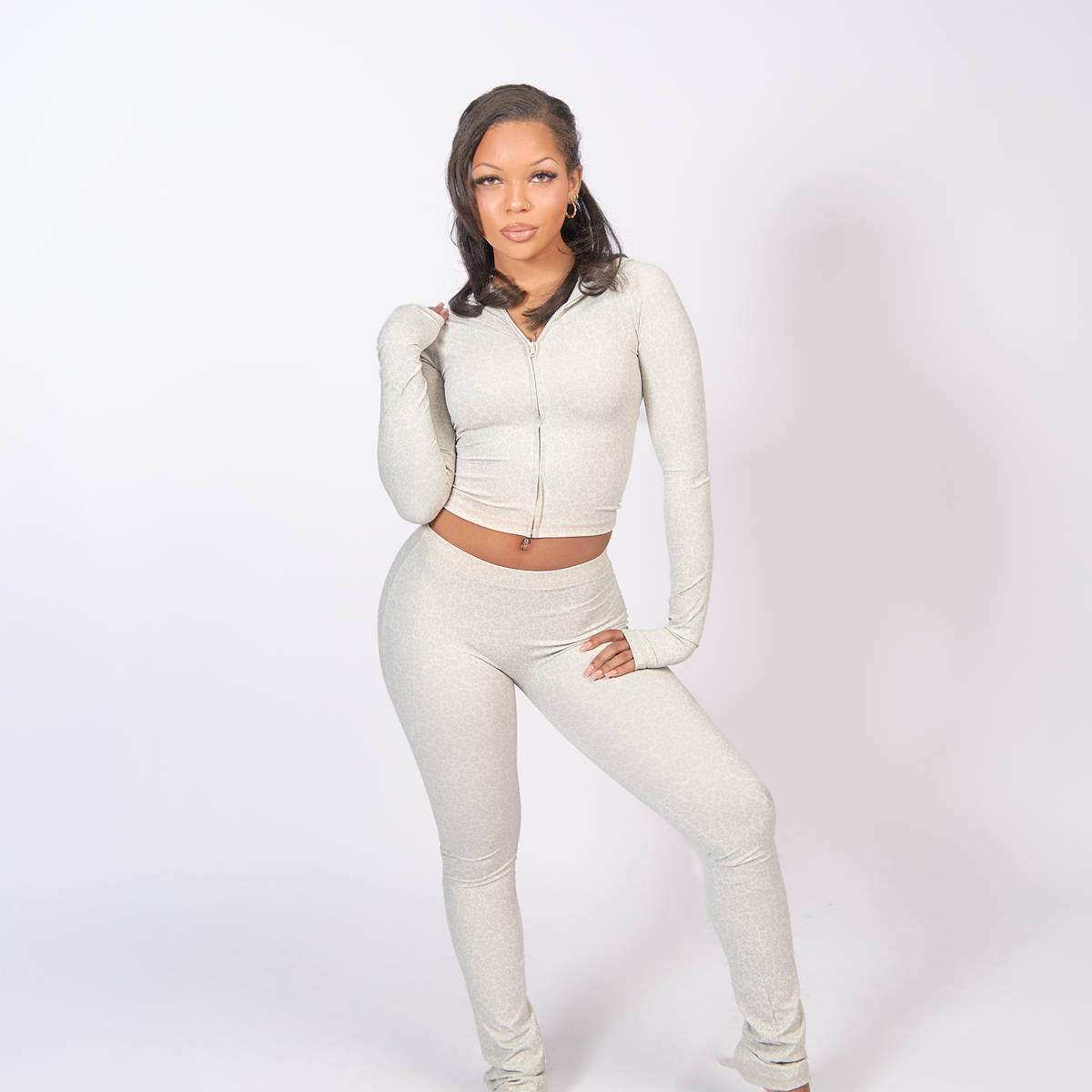 Grey Leopard Hoodie Set(FINAL SALE) – mara mma clothing