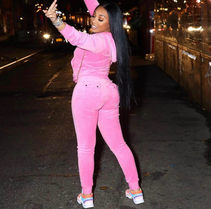 Velvet Sweatsuit “ Hot Pink”